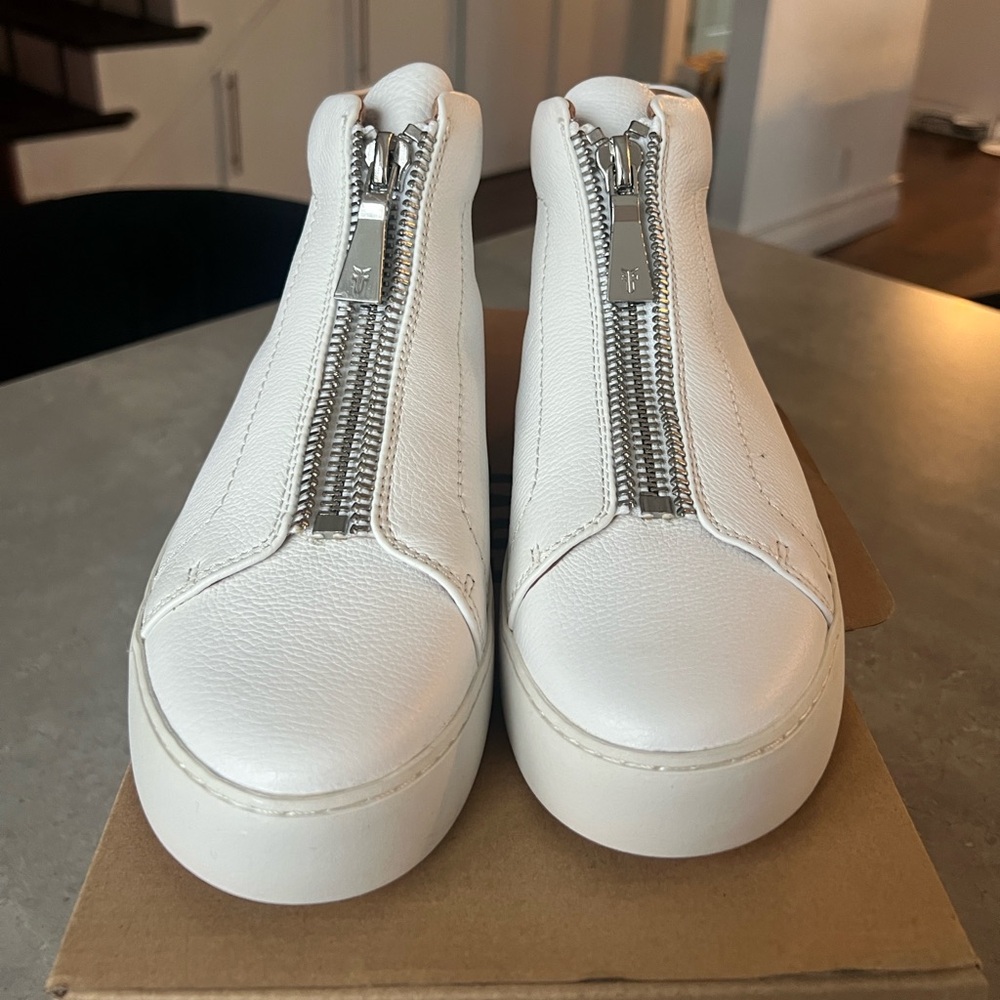 Frye Lena Zip High Top Leather Womens Sneaker in White Size 8.5M - Picture 5 of 9